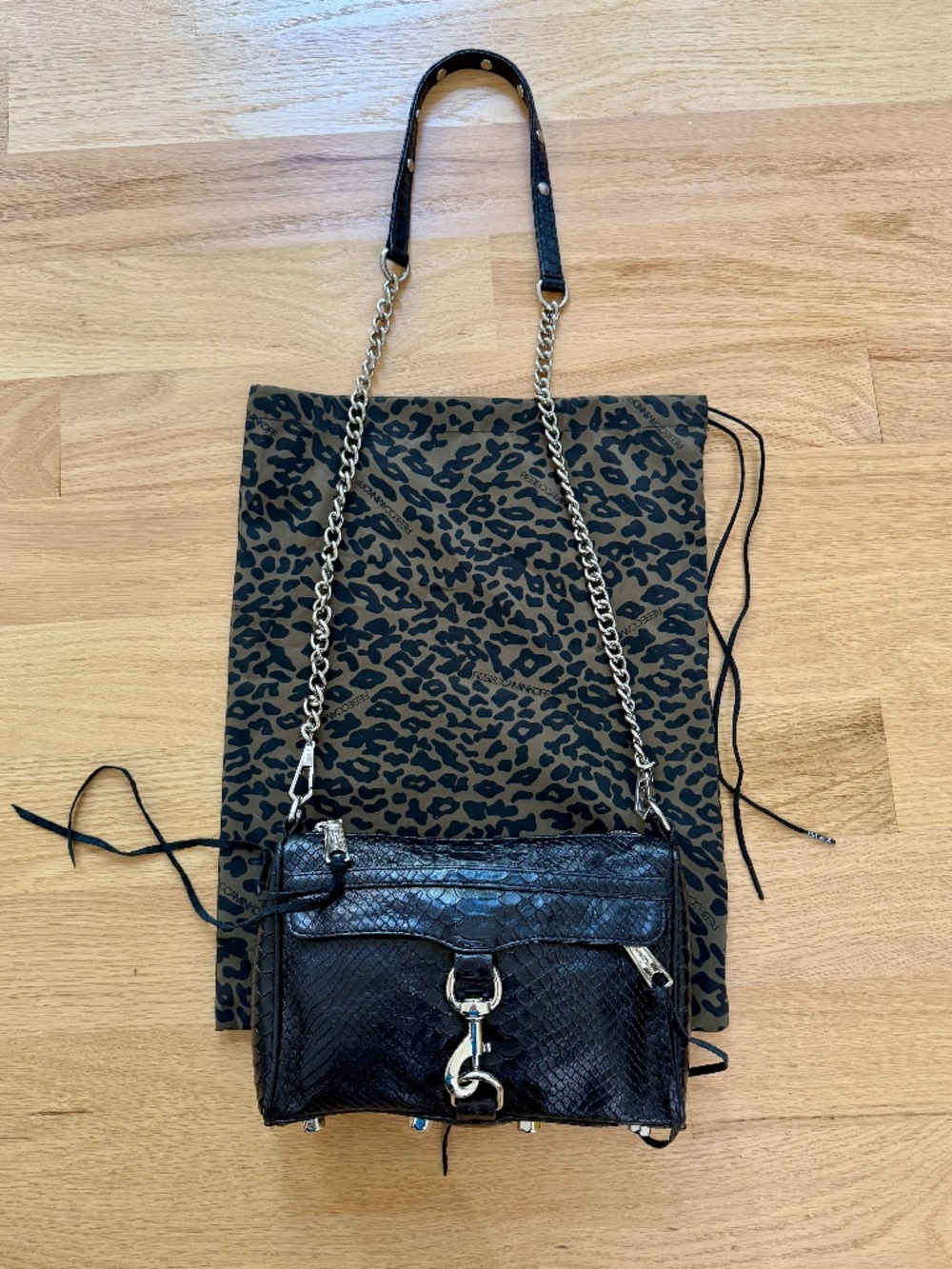 Rebecca Minkoff iLeather Crossbody Bag n Black Embossed Leather